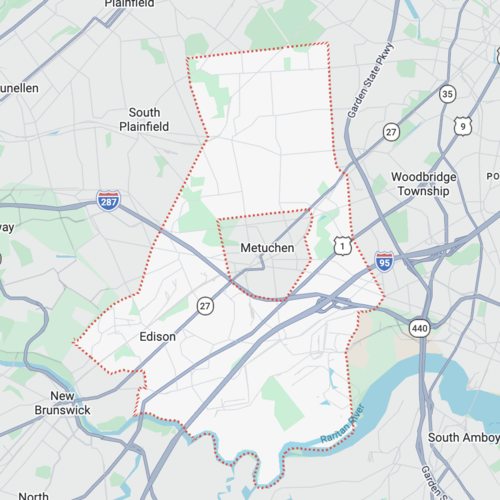 Map of Edison township and the borough of Metuchen
